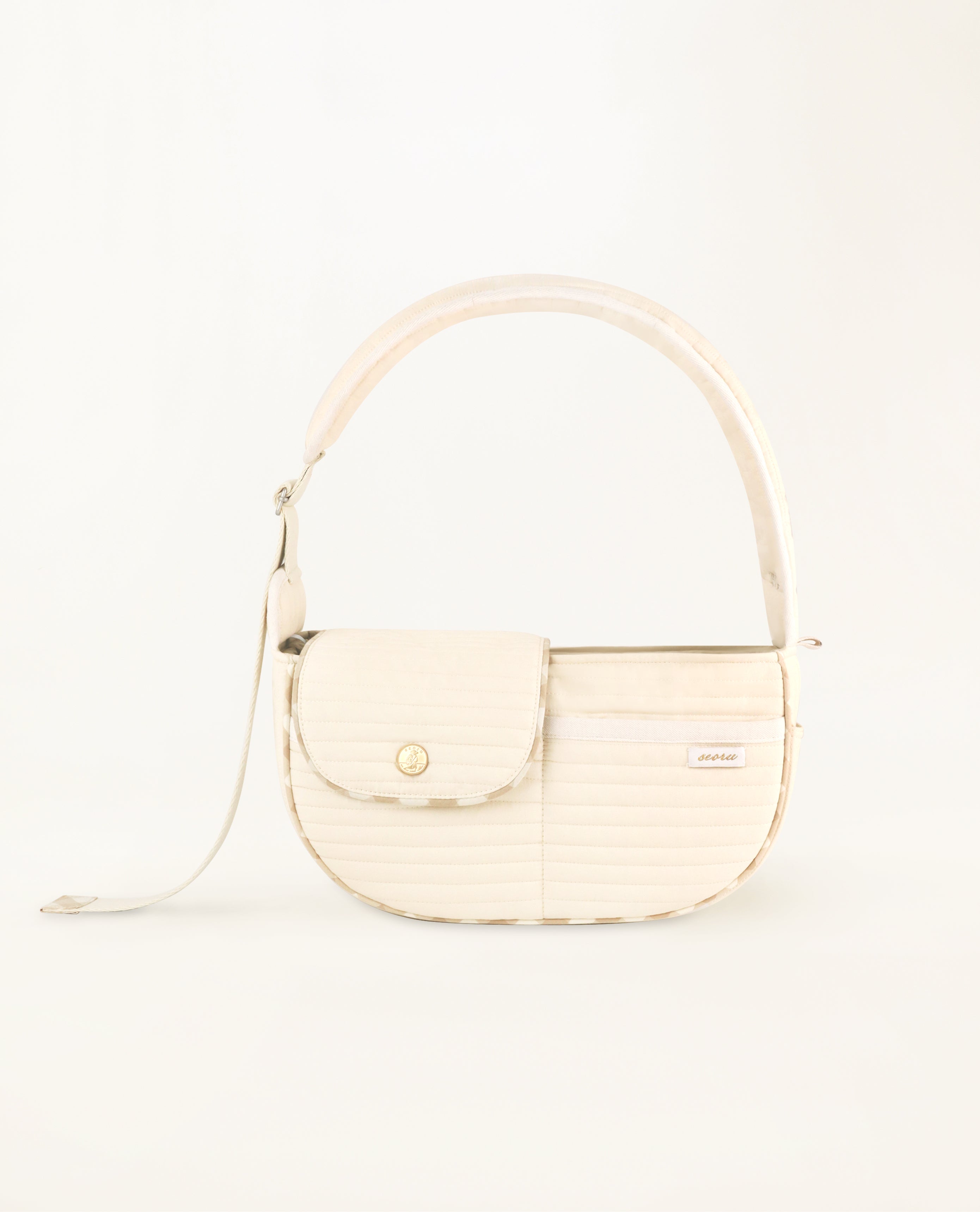 Classic shell pet bag (check beige)